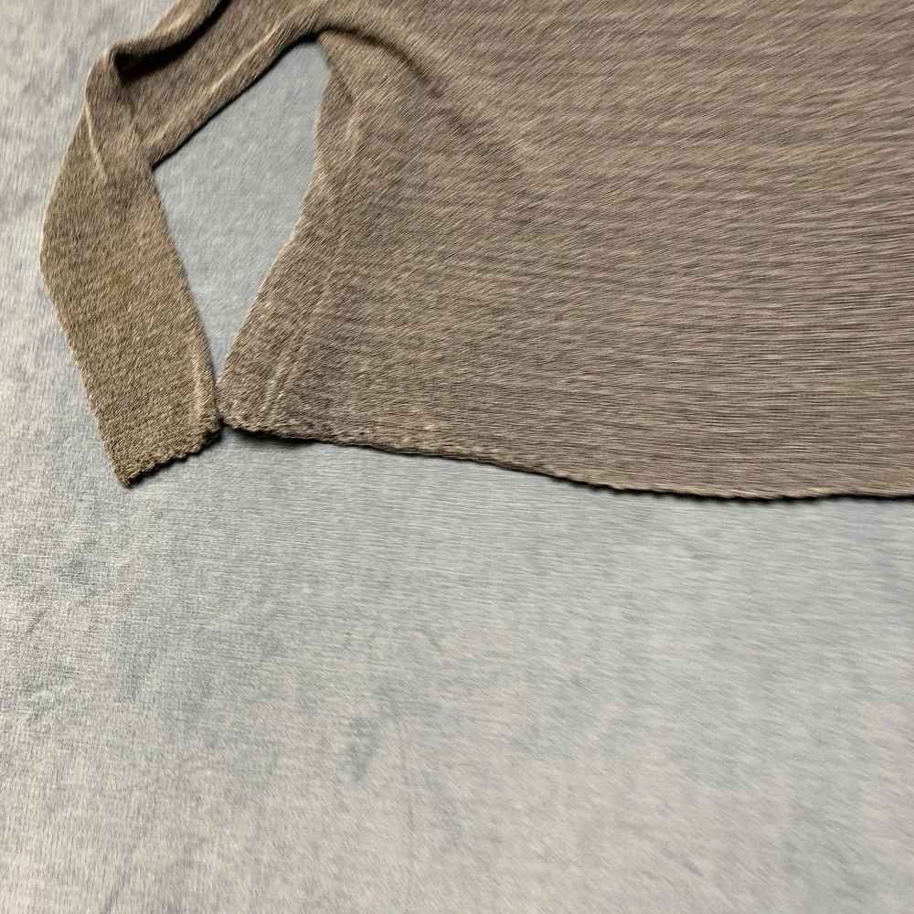 CDC Cardigan Sweater Womens L Heather Gray Metallic Knit Scalloped Hem Tie Front
